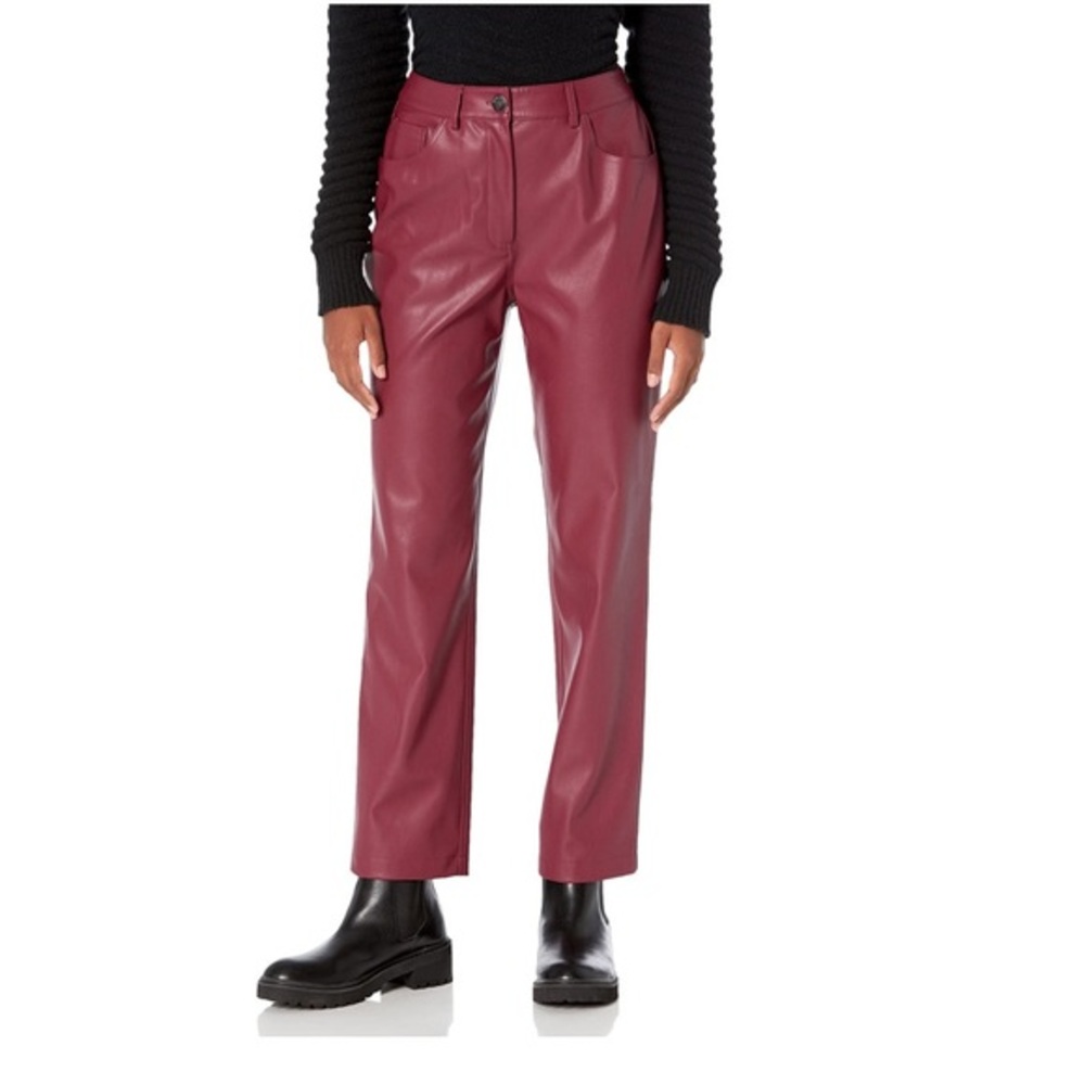 P98 -NWT The Drop Jack Vegan Leather High Waisted Straight Leg Pant - Size:‎ 30